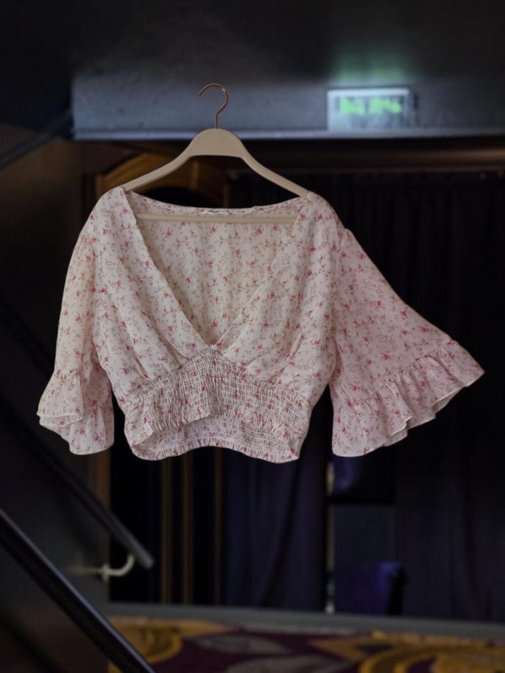 GeeGee Floral Smocked Crop Top Size Medium Cottagecore Boho